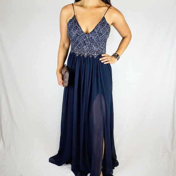 Badgley Mischka Dresses & Skirts - Badgley Mischka Navy Ballerina Gown $1100